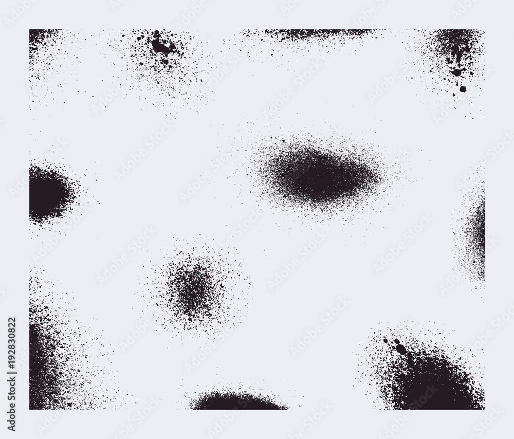 Poster vector set of splash stains textures. monochrome abstract vector grunge textures.