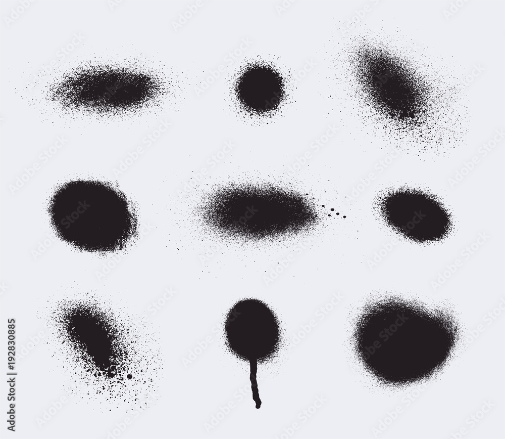 Poster vector set of splash stains textures. monochrome abstract vector grunge textures.
