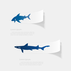 Shark. Flat sticker with shadow on white background