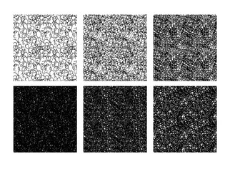 Fototapeta premium Seamless pattern of scribbles and loops texture set.