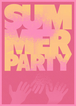 Summer Party typographic poster design. Vector illustration.