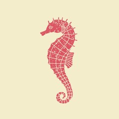 Fototapeta premium Icon seahorse in retro style