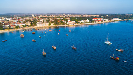 Aerial. Stone town, Zanzibar, Tanzania.