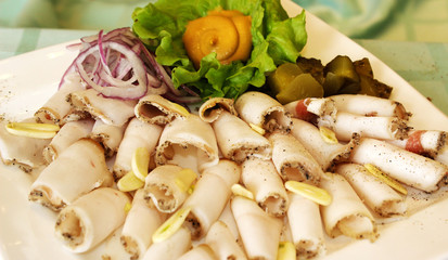 rolls of salted lard in Ukrainian