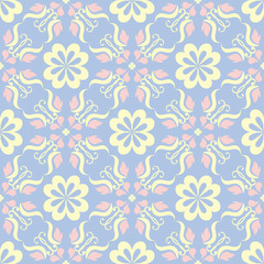 Pale blue seamless background. Floral pattern