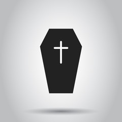 Obraz premium Halloween grave icon. Vector illustration on isolated background. Business concept gravestone rip tombstone pictogram.