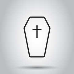 Obraz premium Halloween grave icon in line style. Vector illustration on isolated background. Business concept gravestone rip tombstone pictogram.