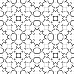 Black geometric ornament on white background. Seamless pattern