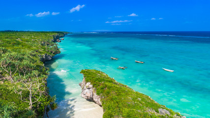 Aerial. Seascape, Zanzibar, Tanzania. - obrazy, fototapety, plakaty