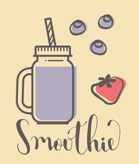 Glass jar with a smoothie.