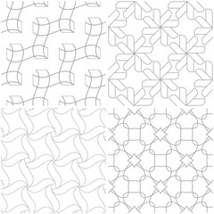 Geometric patterns. Set of light gray and white seamless backgrounds