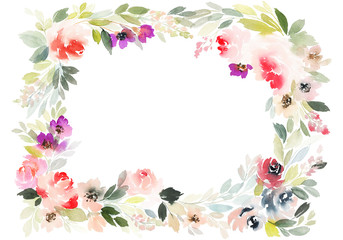 Greeting card with watercolor flowers handmade.