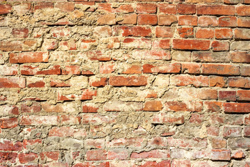 Background of old vintage red brick wall