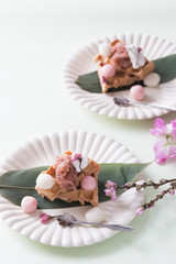 桜餡の和風ワッフル