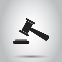Auction hammer icon. Vector illustration on isolated background. Business concept court tribunal pictogram.
