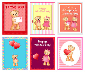 I Love You and Me Teddy Bears Vector