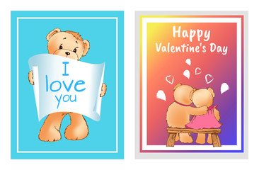 I Love You and Me Teddy Bears Vector