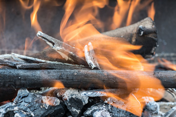 Pieces of burning wood