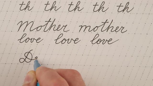 doing calligraphy exercises
