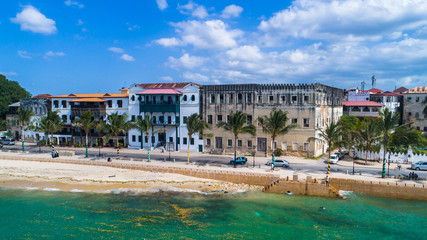 Aerial. Stone town, Zanzibar, Tanzania.