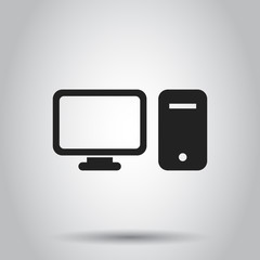 Computer, monitor icon. Vector illustration on isolated background. Business concept computer pictogram.