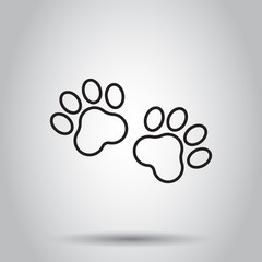 Paw print animal icon in line style. Vector illustration on isolated background. Business concept dog or cat pawprint pictogram.