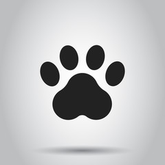 Paw print animal icon. Vector illustration on isolated background. Business concept dog or cat pawprint pictogram.