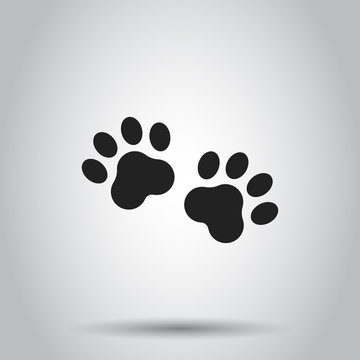 Paw print animal icon. Vector illustration on isolated background. Business concept dog or cat pawprint pictogram.