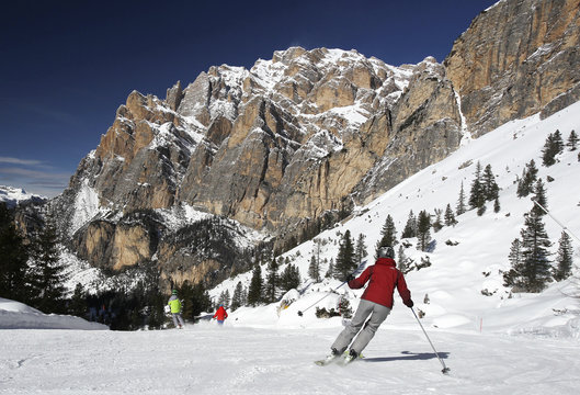 Abfahrt vom Lagazuoi in den Dolomiten