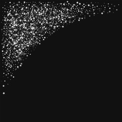 Amazing falling stars. Top left corner with amazing falling stars on black background. Sightly Vector illustration.