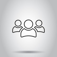 Group of people icon in line style. Vector illustration on isolated background. Business concept person pictogram.