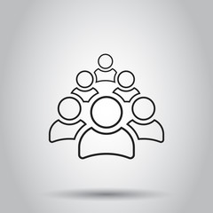 Group of people icon in line style. Vector illustration on isolated background. Business concept person pictogram.