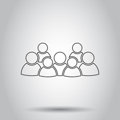 Group of people icon in line style. Vector illustration on isolated background. Business concept person pictogram.