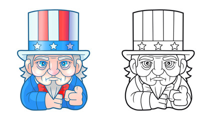cartoon funny Uncle Sam, cute illustration
