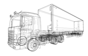 European truck outlined vector