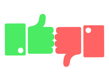 Hands showing thumbs up and down flat icon