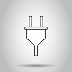 Plug socket icon in line style. Vector illustration on isolated background. Business concept power wire cable pictogram.