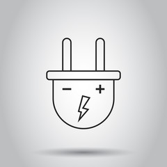 Plug socket icon in line style. Vector illustration on isolated background. Business concept power wire cable pictogram.