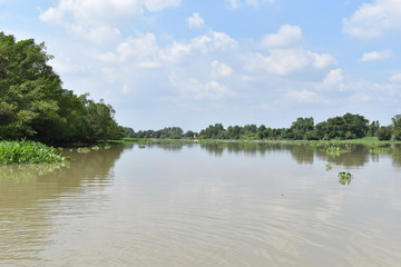 Obraz premium Scenery of the beautiful landscape at Saigon River in Ho Chi Minh City, Vietnam, Asia
