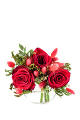 miniature gorgeous bouquet of roses on white background