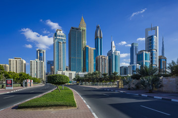 Fototapeta na wymiar View on skyscrapers in Financial center of Dubai