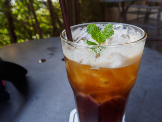 Iced mint coffee in a glass