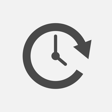 rotating time arrow with tick clock vector icon