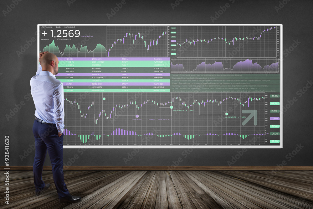 Aufkleber stock exchange trading data information displayed on a futuristic interface