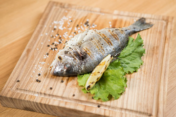 Grilled fish lemon pepper, health dish restaurant
