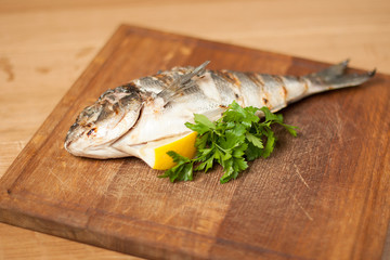 Grilled fish lemon pepper, health dish restaurant