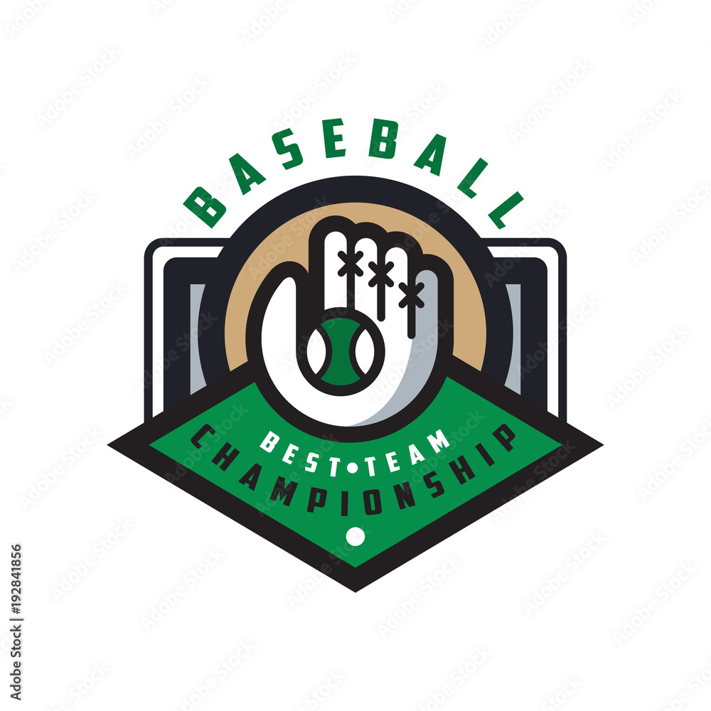 Wall mural Baseball championship, best team logo template, design element for, badge, banner, emblem, label, insignia vector Illustration on a white background