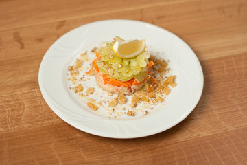 Dish for the restaurant, Healthy food, Tasty food, The dish on the table, Beautiful food for the menu, Fitness fruit salad