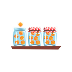 Bitcoins in glass jars, cryptocurrency technology, virtual money concept vector Illustration on a white background