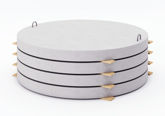 Well bottoms stacked in a pile. 3D rendering